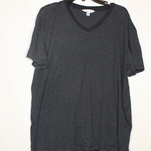 Calvin Klein Men's Shirt XXL Black w/White Stripes Short Sleeve Body Fit T-Shirt